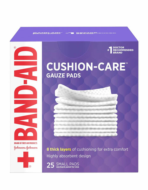 Load image into Gallery viewer, BAND-AID Cushion-Care Gauze Pads 2x2in 25ct Sterile Absorbent Padding
