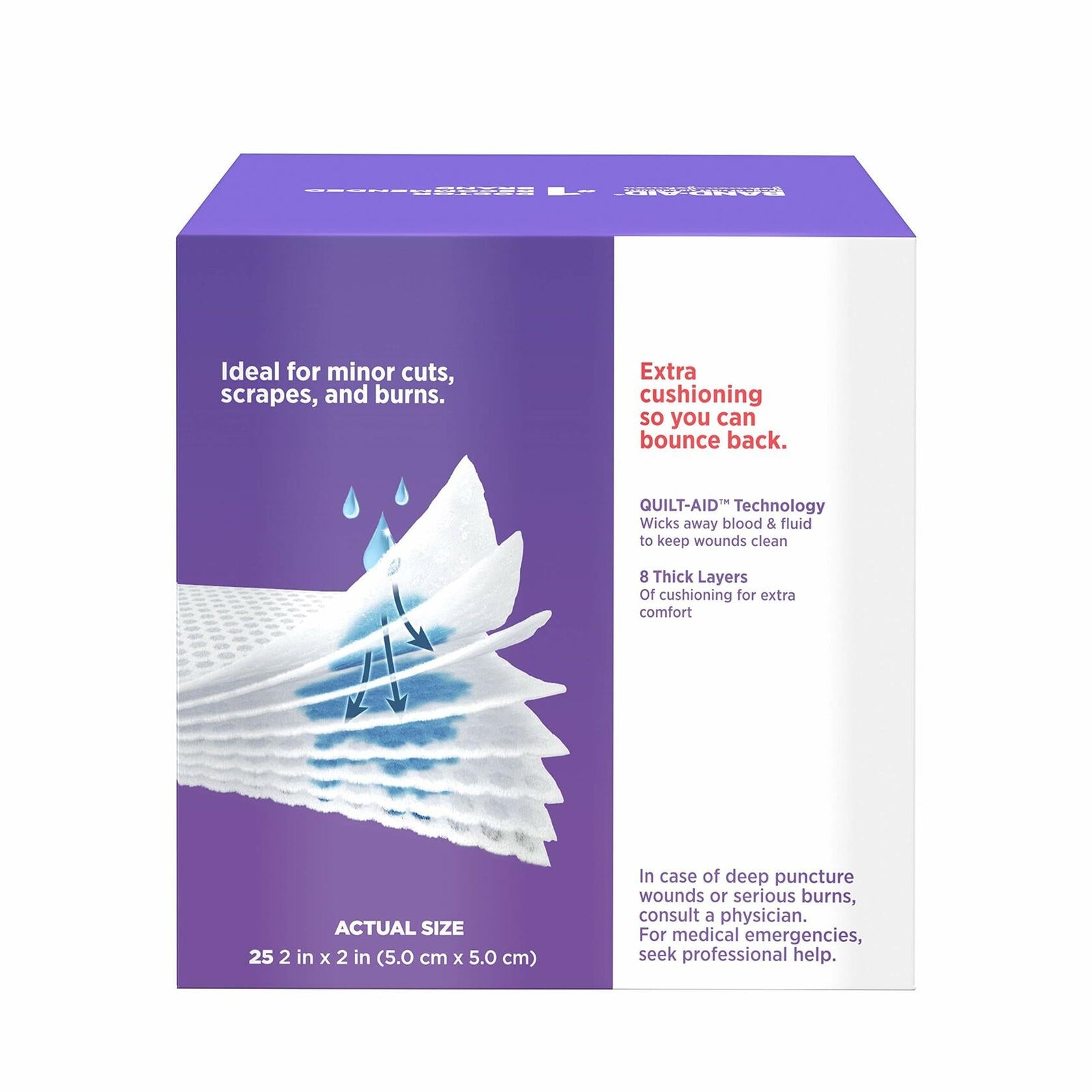 BAND-AID Cushion-Care Gauze Pads 2x2in 25ct Sterile Absorbent Padding