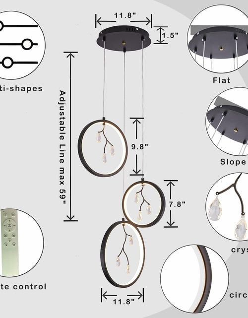 Load image into Gallery viewer, ACNENZIO Black 3-Light Pendant Lighting Fixture, Adjustable, Black 3-Ring
