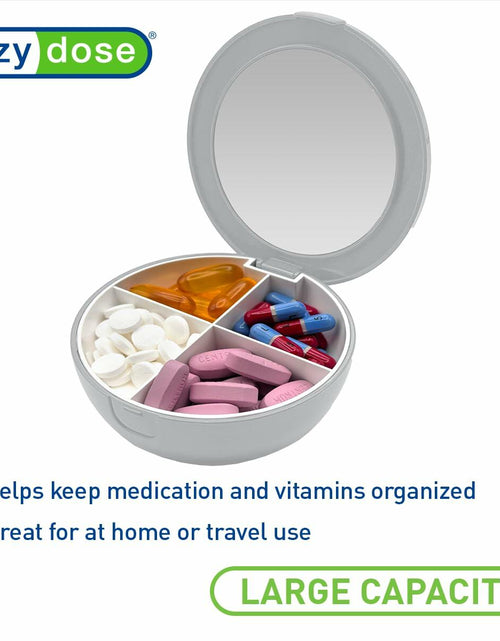 Load image into Gallery viewer, EZY DOSE Travel Pill Organizer Gray Compact Portable Medicine Case with Mirror
