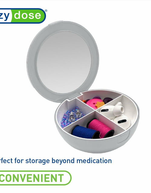 Load image into Gallery viewer, EZY DOSE Travel Pill Organizer Gray Compact Portable Medicine Case with Mirror
