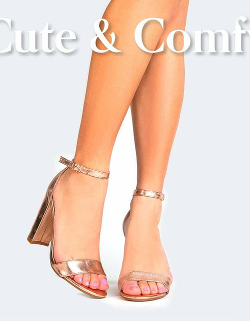 Load image into Gallery viewer, J. Adams Shirley Block Heels Women Strappy Ankle High Heels Black Sz 8.5
