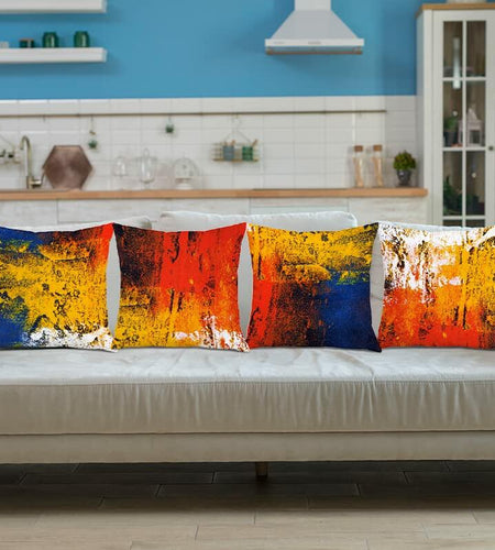 Vintage Abstract Rust Painting Pillow Covers Decorative Throw 18x18in Set of 4
