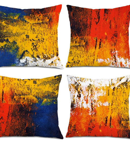Vintage Abstract Rust Painting Pillow Covers Decorative Throw 18x18in Set of 4