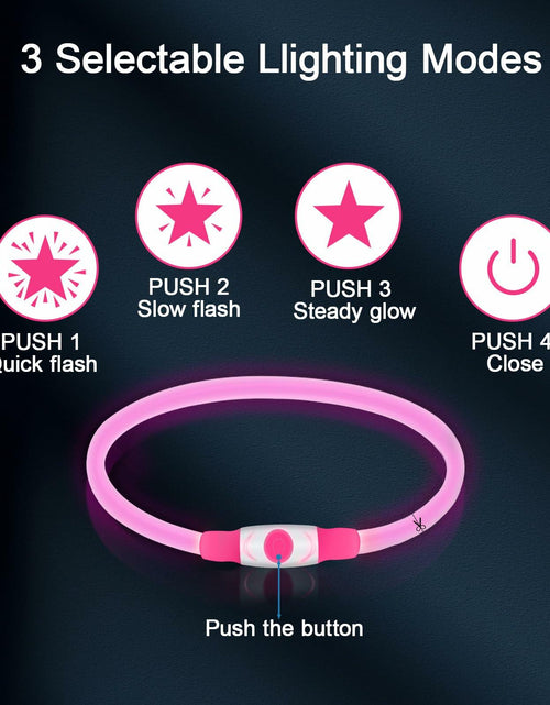 Load image into Gallery viewer, Flycoco LED Rechargeable Dog Collar Light Pink USB Adjustable Safety
