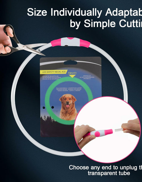 Load image into Gallery viewer, Flycoco LED Rechargeable Dog Collar Light Pink USB Adjustable Safety

