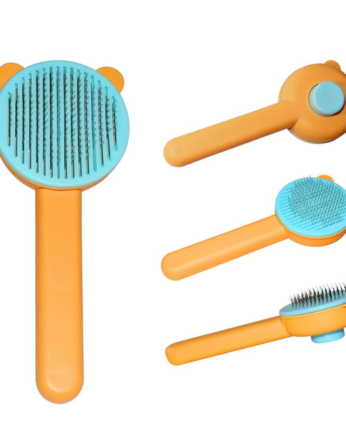 Load image into Gallery viewer, Landwill Pet Brush Yellow Bear Self Cleaning Grooming Tool for Cats &amp; Dogs
