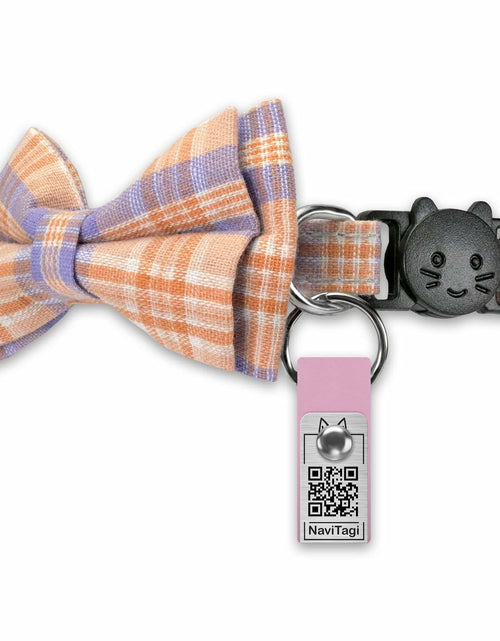 Load image into Gallery viewer, NaviTagi Cat Breakaway Collar XS Bell Bow Tie Personalized QR ID Kitten Adult
