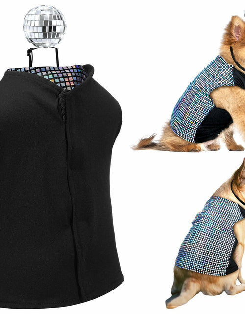 Load image into Gallery viewer, Huhumy Dog Costume Set M Disco Sequins Shirt &amp; Disco Ball Headband
