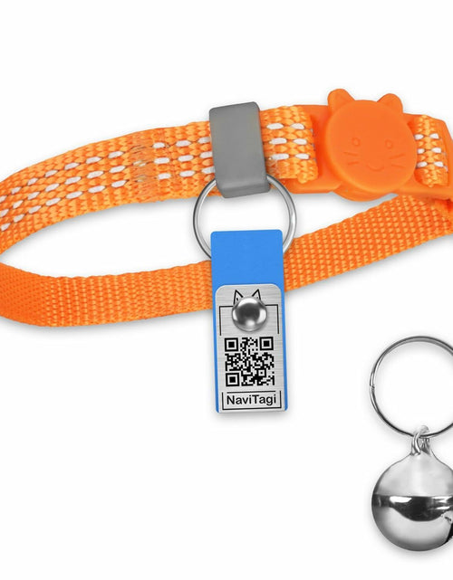 Load image into Gallery viewer, NaviTagi Cat Breakaway Collar XS Orange Reflective Soft Adjustable Bell
