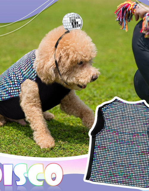 Load image into Gallery viewer, Huhumy Dog Costume Set M Disco Sequins Shirt &amp; Disco Ball Headband
