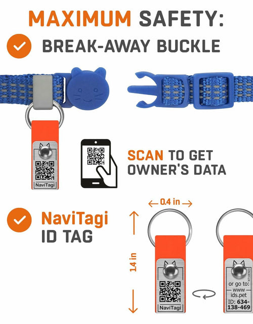 Load image into Gallery viewer, NaviTagi Cat Breakaway Collar XS Orange Reflective Soft Adjustable Bell
