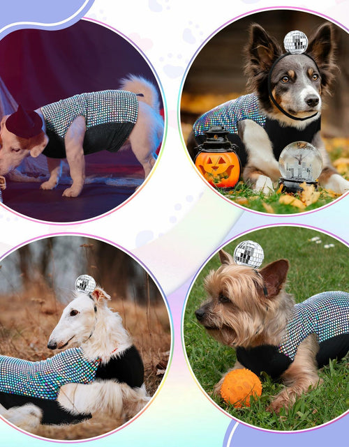 Load image into Gallery viewer, Huhumy Dog Costume Set M Disco Sequins Shirt &amp; Disco Ball Headband
