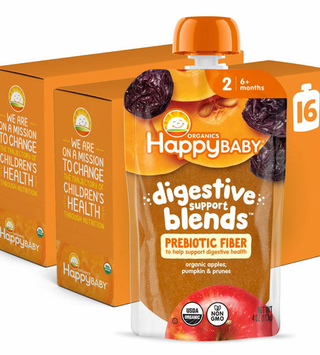 BestBy07/25 Happy Baby Organic Digestive Support Stage 2 Baby Food 4oz Pouch x16