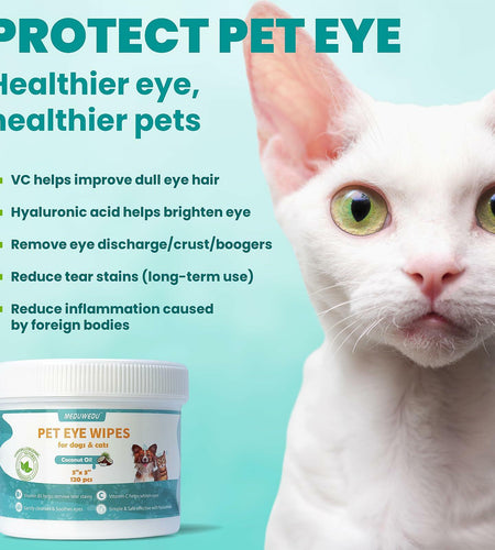 BestBy09/26 MEDUWEDU Dog & Cat Eye Wipes 120 Count Peach Scent Grooming Care