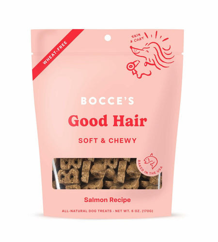 BestBy01/25 Bocce's Bakery Good Hair Dog Treats Salmon 6oz Soft Chewy Wheat-Free