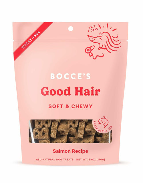 Load image into Gallery viewer, BestBy01/25 Bocce's Bakery Good Hair Dog Treats Salmon 6oz Soft Chewy Wheat-Free

