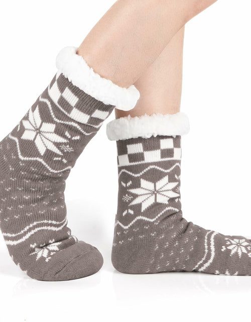 Load image into Gallery viewer, Kiddokids Women's Fuzzy Slipper Socks with Grippers Warm Cozy Fleece - One Size
