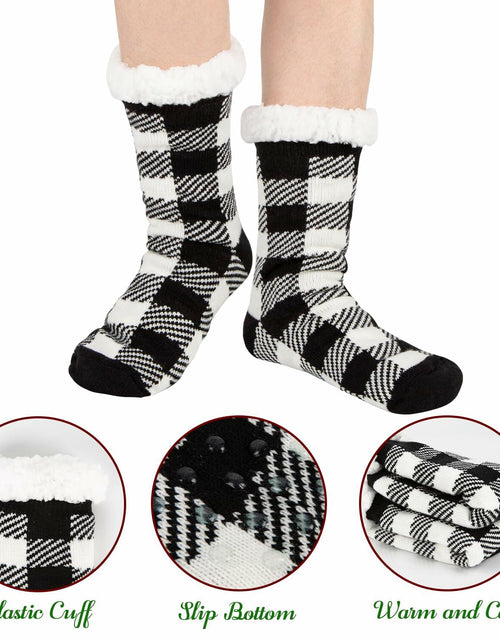 Load image into Gallery viewer, Kiddokids Women's Fuzzy Slipper Socks with Grippers Warm Cozy - One Size
