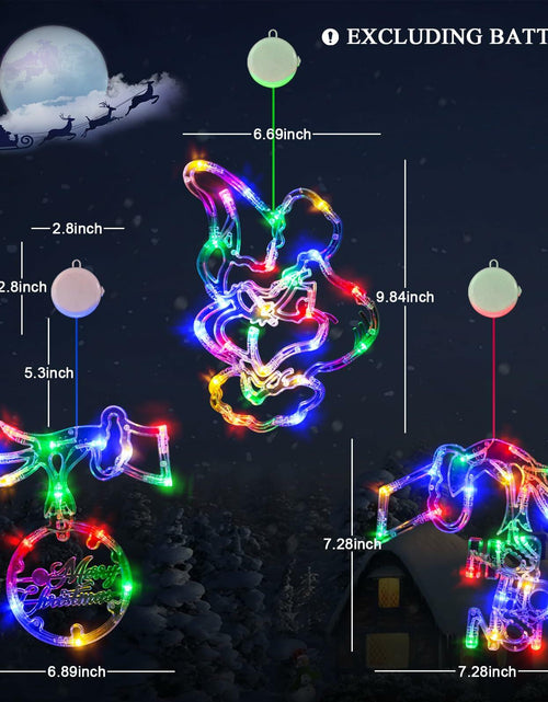 Load image into Gallery viewer, FASISOY 3 Pack Multi-Color Christmas Window Lights Battery Operated Timer
