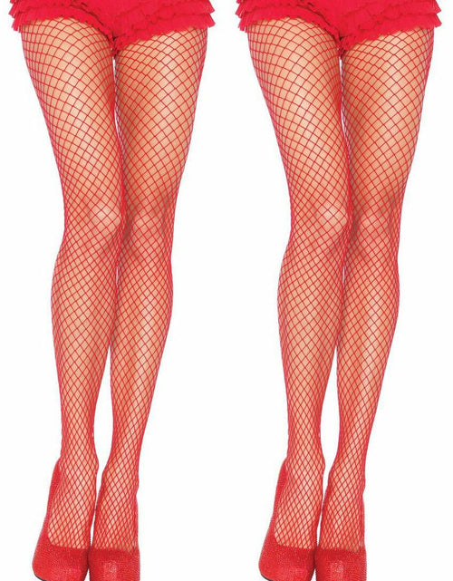 Load image into Gallery viewer, Leg Avenue Industrial Net Panty Hose 2 Pair Red Wide Fishnet Size One Size
