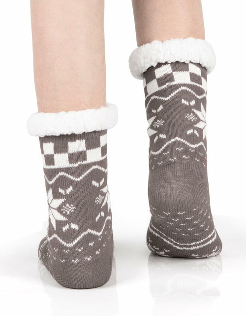 Load image into Gallery viewer, Kiddokids Women's Fuzzy Slipper Socks with Grippers Warm Cozy Fleece - One Size
