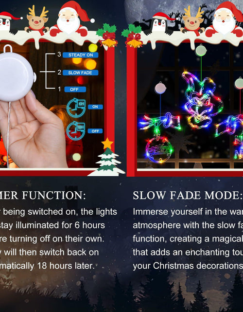 Load image into Gallery viewer, FASISOY 3 Pack Multi-Color Christmas Window Lights Battery Operated Timer
