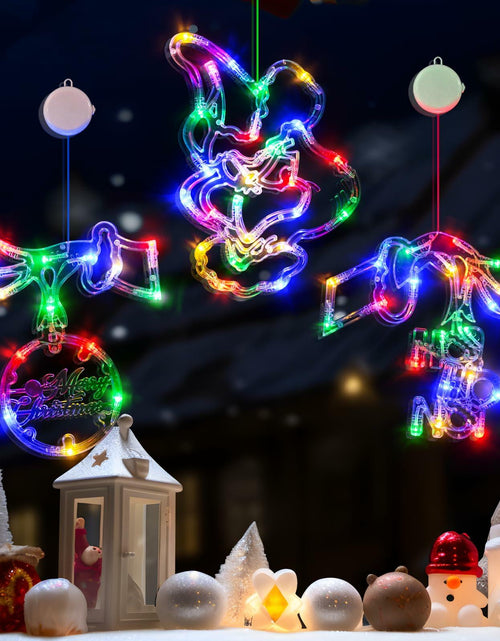 Load image into Gallery viewer, FASISOY 3 Pack Multi-Color Christmas Window Lights Battery Operated Timer
