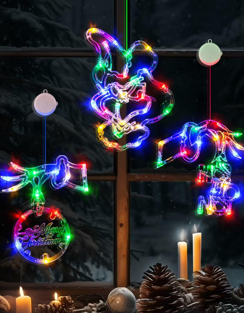 Load image into Gallery viewer, FASISOY 3 Pack Multi-Color Christmas Window Lights Battery Operated Timer

