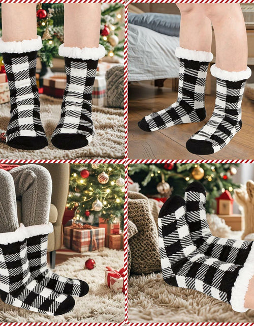 Load image into Gallery viewer, Kiddokids Women's Fuzzy Slipper Socks with Grippers Warm Cozy - One Size
