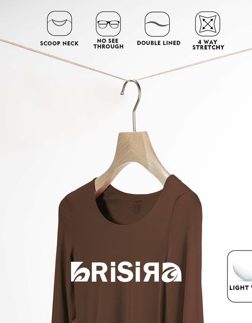 Load image into Gallery viewer, BRISIRA Women's Brown Long Sleeve Scoop Neck Crop Top Slim Fit Size S
