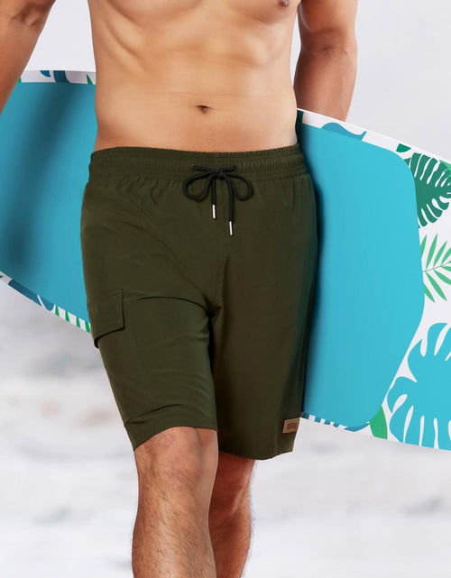 Load image into Gallery viewer, BRISIRA Mens Quick Dry Swim Trunks 9in ArmyGreen Size 34
