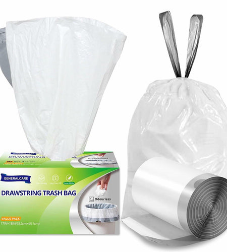 4 Gal Drawstring Trash Bags 57 Count White Small Garbage Can Liners