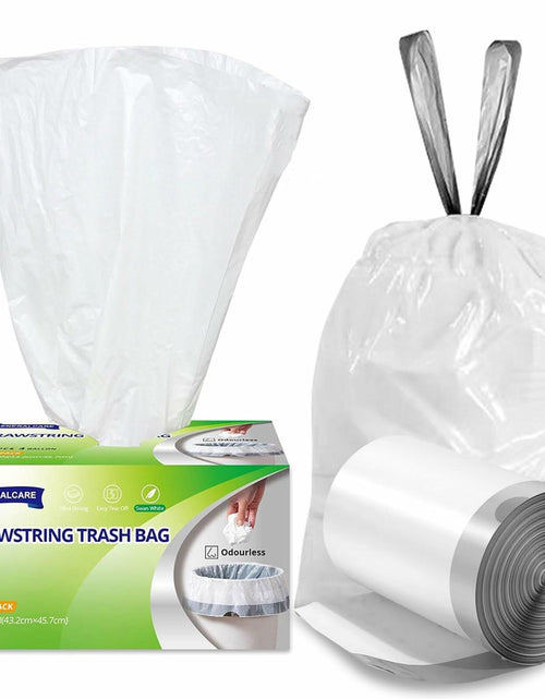 Load image into Gallery viewer, 4 Gal Drawstring Trash Bags 57 Count White Small Garbage Can Liners
