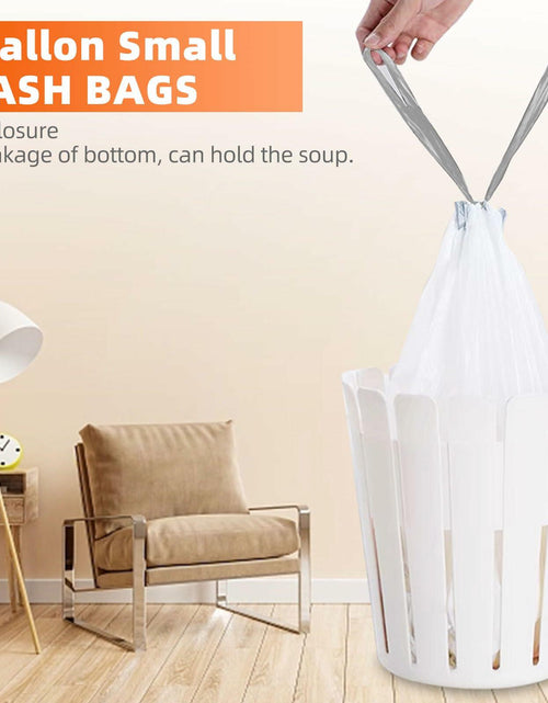 Load image into Gallery viewer, 4 Gal Drawstring Trash Bags 57 Count White Small Garbage Can Liners
