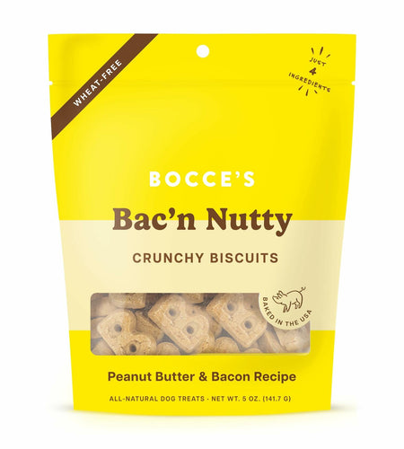 BestBy01/25 Bocce's Bakery Bac'N Nutty Dog Treats PB & Bacon Wheat-Free 5oz USA
