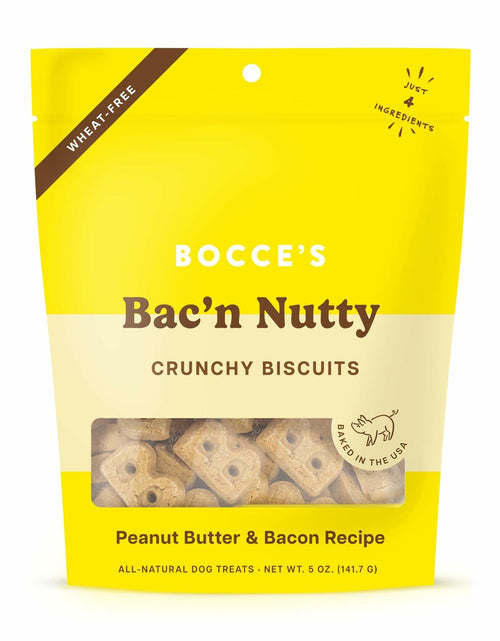 Load image into Gallery viewer, BestBy01/25 Bocce's Bakery Bac'N Nutty Dog Treats PB &amp; Bacon Wheat-Free 5oz USA

