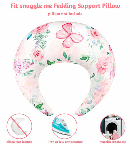 CARUILI Nursing Pillow Cover Pink Floral Ultra Soft Comfortable Only Case