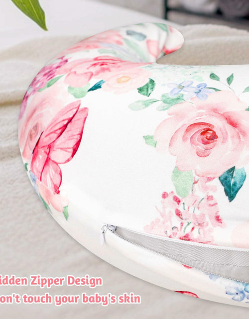 Load image into Gallery viewer, CARUILI Nursing Pillow Cover Pink Floral Ultra Soft Comfortable Only Case
