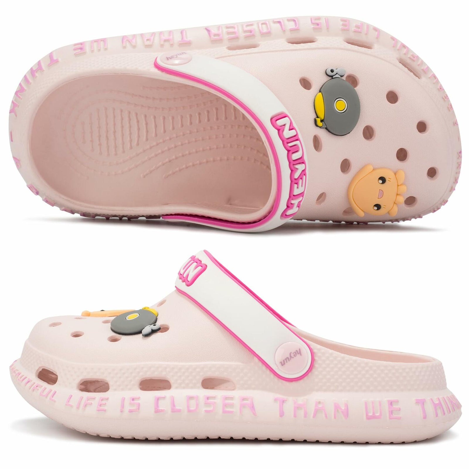 Azooken Kids Cute Clogs Slippers Pink Size 34 Lightweight Outdoor Shoes