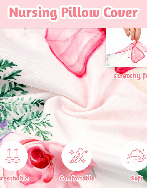 Load image into Gallery viewer, CARUILI Nursing Pillow Cover Pink Floral Ultra Soft Comfortable Only Case
