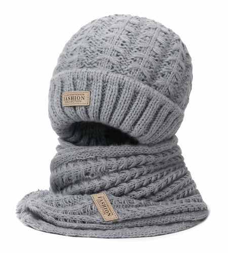 Wander Agio Women's Winter Wool Knit Beanie & Scarf Set Black 1