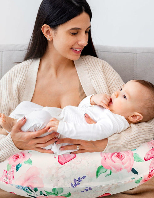 Load image into Gallery viewer, CARUILI Nursing Pillow Cover Pink Floral Ultra Soft Comfortable Only Case
