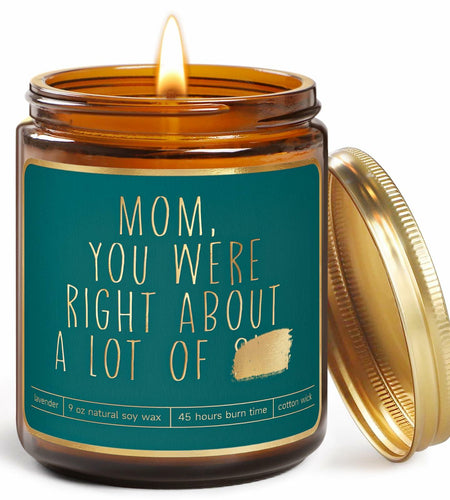 Lavender Candle Gift for Mom - Scented Soy Wax, Relaxing Aromatherapy 9oz