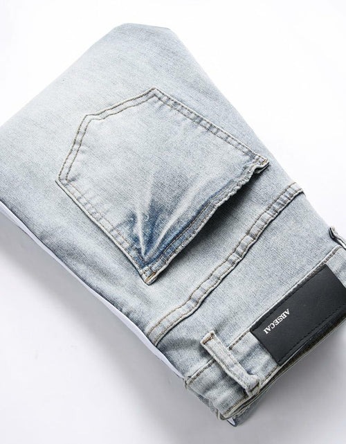 Load image into Gallery viewer, ABSECAI Men's Skinny Ripped Slim Fit Stretch Jeans Blue Size 34
