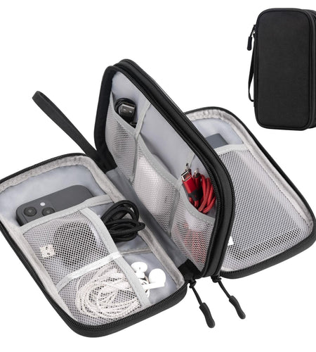 Arae Travel Electronic Organizer Pouch Black Double Layer Waterproof
