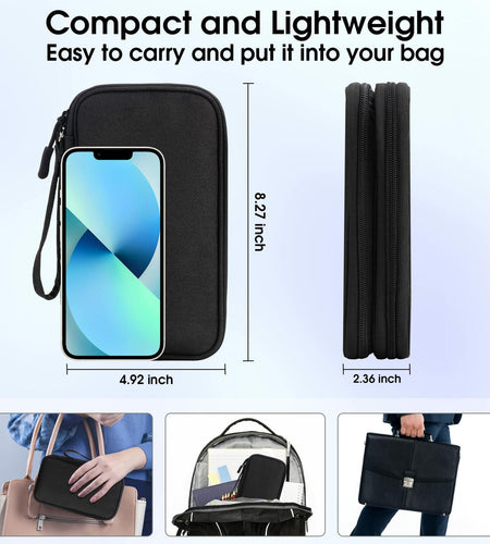 Arae Travel Electronic Organizer Pouch Black Double Layer Waterproof