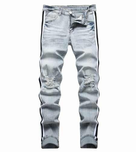 ABSECAI Men's Skinny Ripped Slim Fit Stretch Jeans Blue Size 34