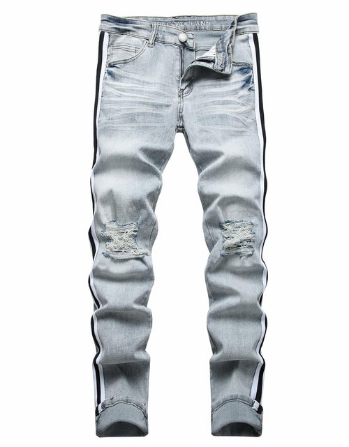 Load image into Gallery viewer, ABSECAI Men's Skinny Ripped Slim Fit Stretch Jeans Blue Size 34

