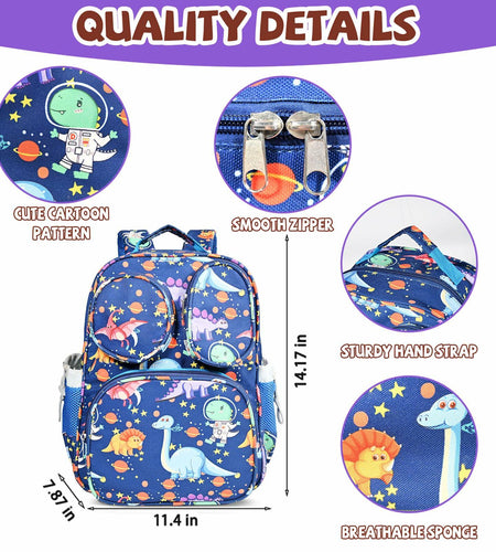 LOKESWEI Toddler Backpack 14" Blue Lightweight Durable Water-Resistant
